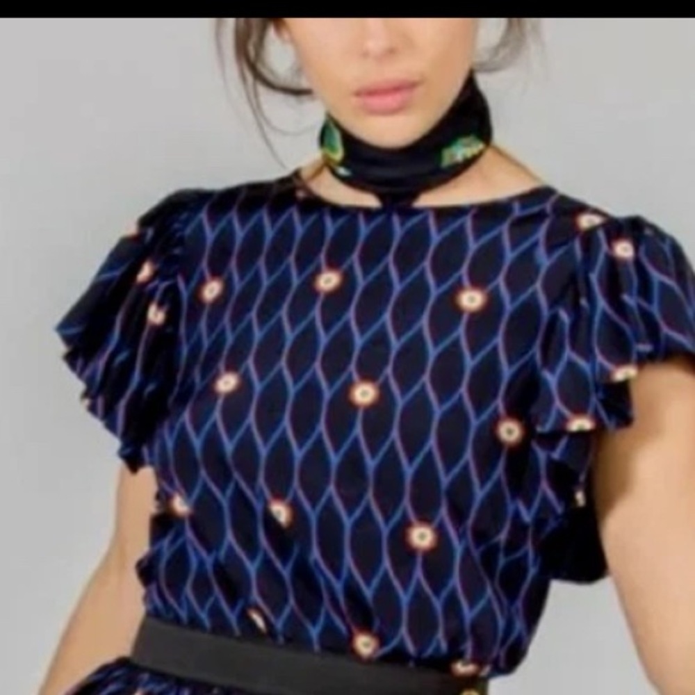 Kenzo x H&M silk ruffle sleeve top Limited Edition Size 6#